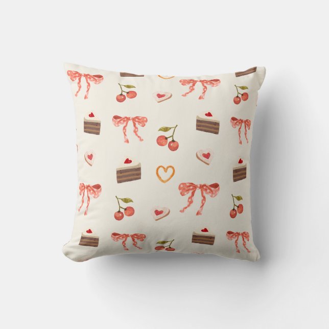 Sweet Coquette Pattern Feminine Design Throw Pillow (Front)