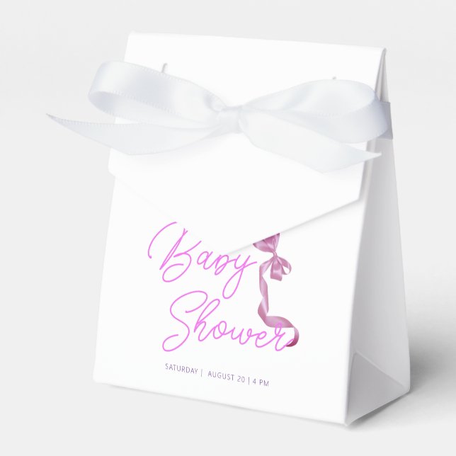Sweet Coquette Purple Bow Tie Elegant Baby Shower Favor Boxes (Front Side)