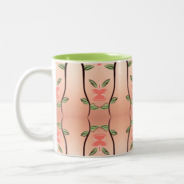 Sweet Coral Peach Floral Mug (Left)