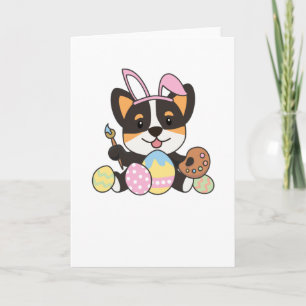 Sweet Corgi At Easter With Easter Eggs As An Card