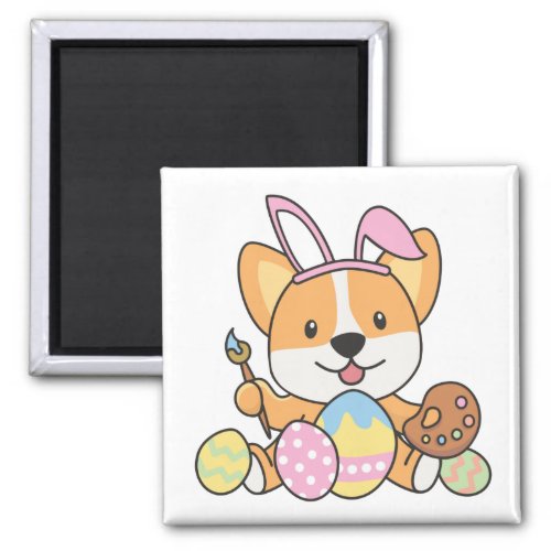 Sweet Corgi At Easter With Easter Eggs As An Magne Magnet