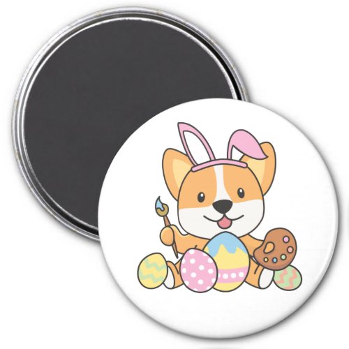 Sweet Corgi At Easter With Easter Eggs As An Magne Magnet