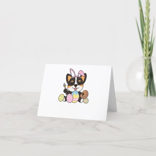 Sweet Corgi At Easter With Easter Eggs As An Thank You Card