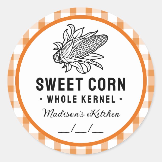 Sweet corn kernel sticker with checkered pattern (Front)