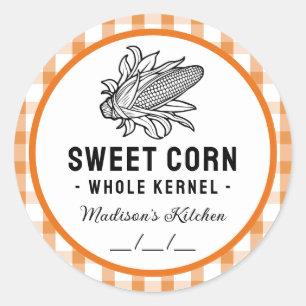 Sweet corn kernel sticker with checkered pattern