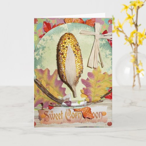 SWEET Corn Moon FAIRY Greeting CARD August wEnvlp