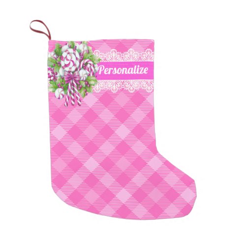  Sweet Cottage Pink and Purple  Small Christmas Stocking