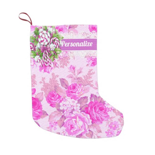  Sweet Cottage Pink and Purple  Small Christmas Stocking