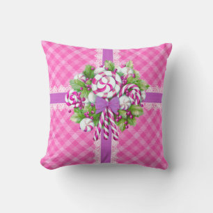 Sweet Cottage Pink and Purple Throw Pillow
