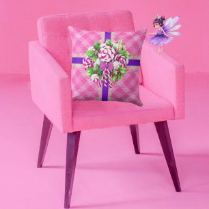 Sweet Cottage Pink and Purple Throw Pillow