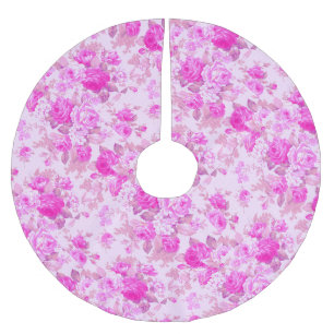 Sweet Cottage Purple and Pink Christmas Brushed Polyester Tree Skirt