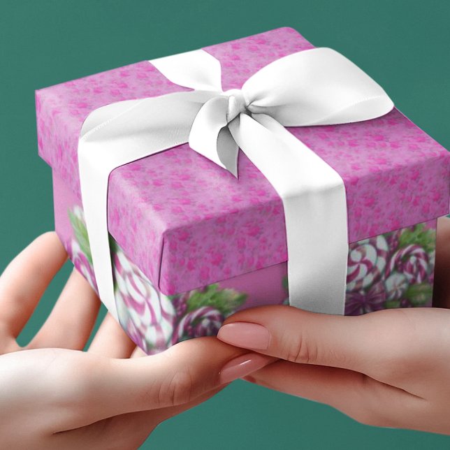 Sweet Cottage Purple and Pink Christmas  Wrapping Paper (Little gifts for her.)