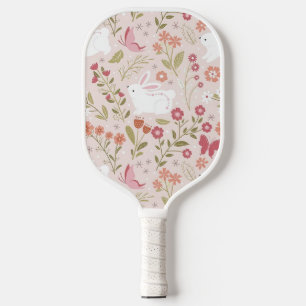 Sweet Cottagecore Bunny and Botanicals Pickleball Paddle
