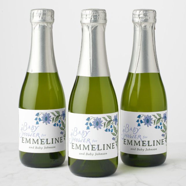 Sweet Country Floral Baby Shower  Sparkling Wine Label (Bottles)