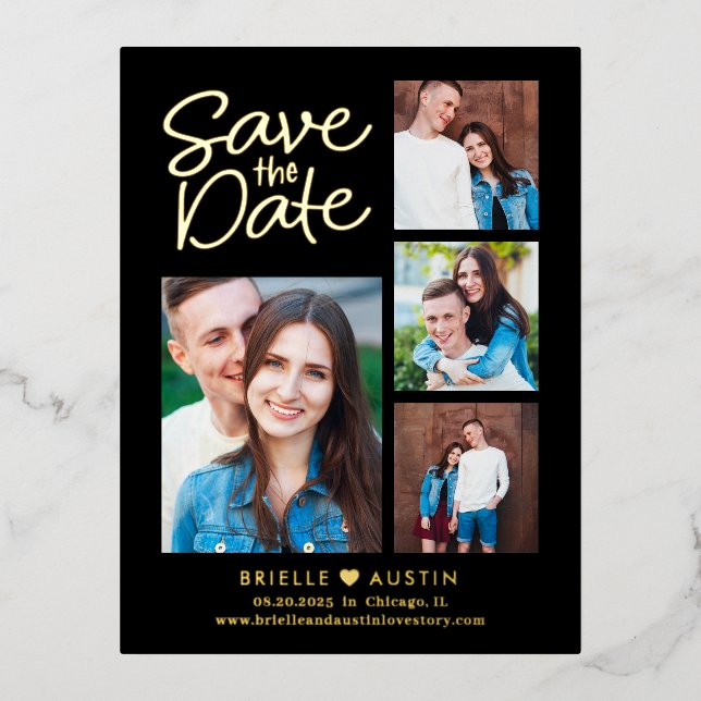 Sweet Couple Foil Save The Date Postcard (Front)
