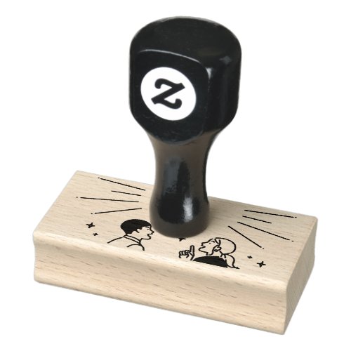 sweet couple happy talk to meet rubber stamp