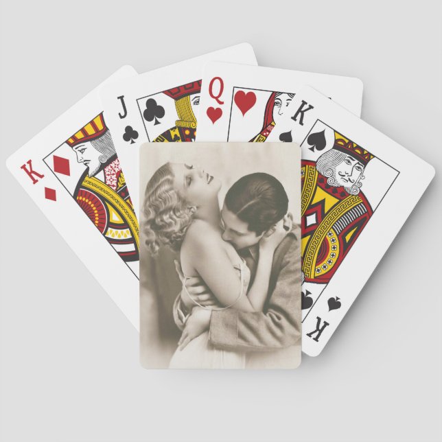 Sweet Couple Kissing Poker Cards (Back)