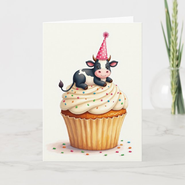 Sweet Cow Cupcake Party Card (Front)