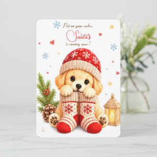 Sweet Cozy Christmas Greeting Puppy Card