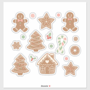 Sweet & Cozy Gingerbread Cookies Pattern: Aestheti Sticker