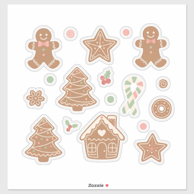 Sweet & Cozy Gingerbread Cookies Pattern: Aestheti Sticker (Sheet)