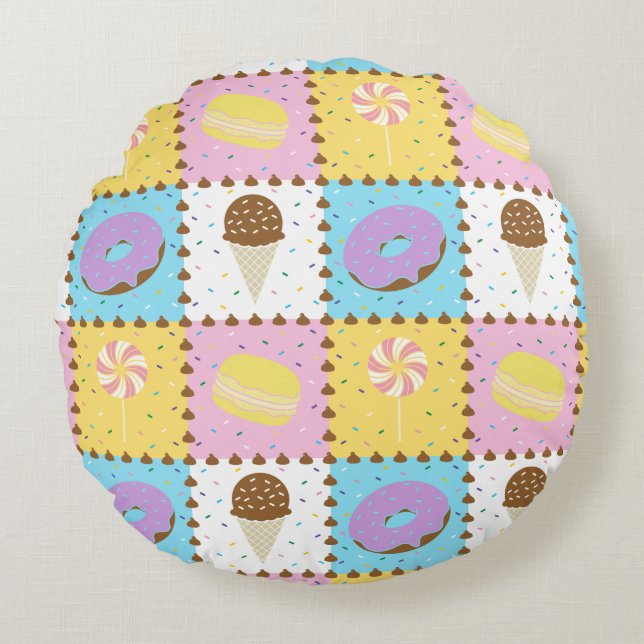 Sweet Cravings Round Pillow (Front)