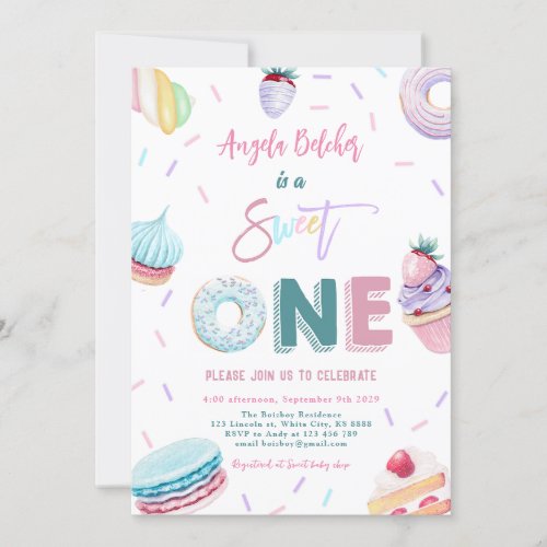 Sweet Cream Celebration Sweet One Birthday Party Invitation