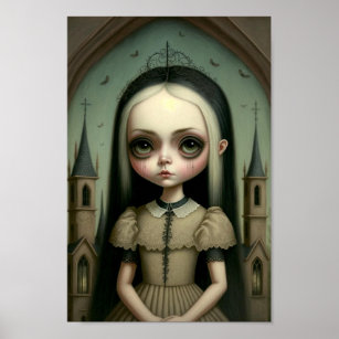 Sweet & Creepy Gothic Girl Art Poster