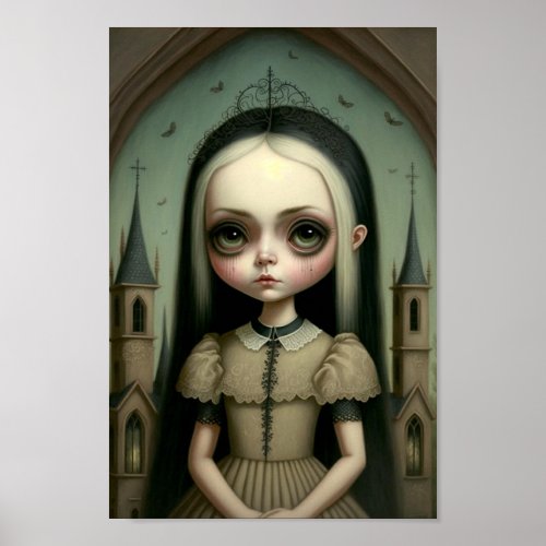 Sweet  Creepy Gothic Girl Art Poster