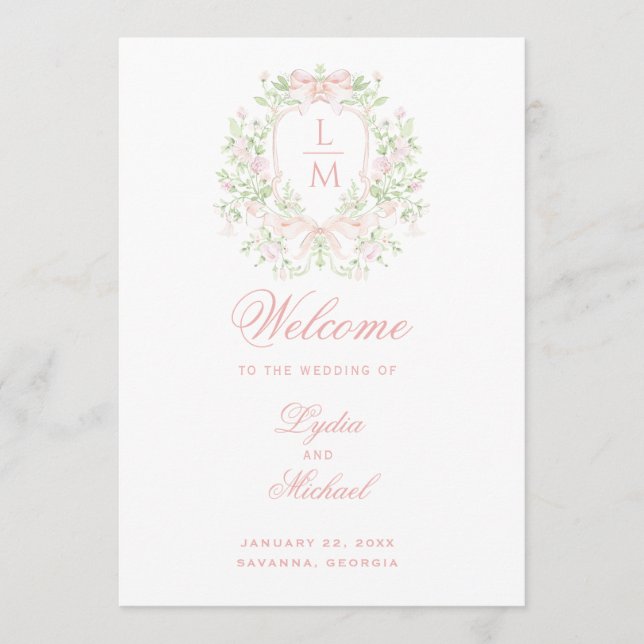 Sweet Crest Monogram Wedding Program (Front)