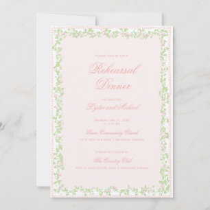 Sweet Crest w/ Blush Pink Bow   Rehearsal Dinner Invitation