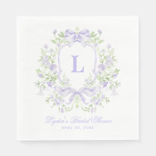 Sweet Crest w/ Lavender bow Monogram Bridal Shower Napkins