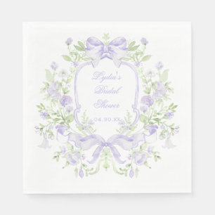 Sweet Crest w/ Lavender Bows   Bridal Shower Napkins