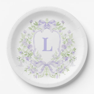 Sweet Crest w/ Lavender Bows Bridal Shower Paper Plates