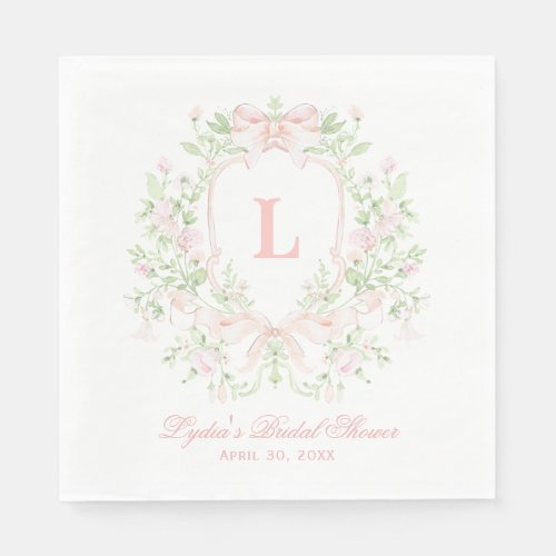 Sweet Crest w/ Pink Bows | Monogram Bridal Shower