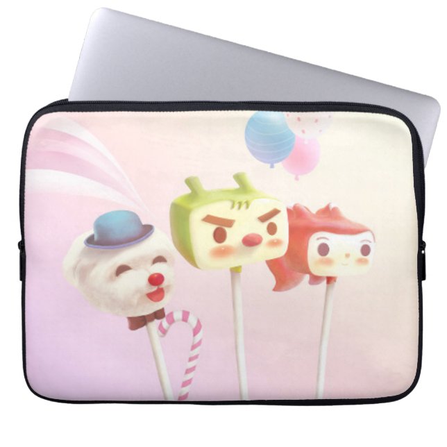 Sweet Crew: Character Cake Pops on a Stick Laptop Sleeve (Front)