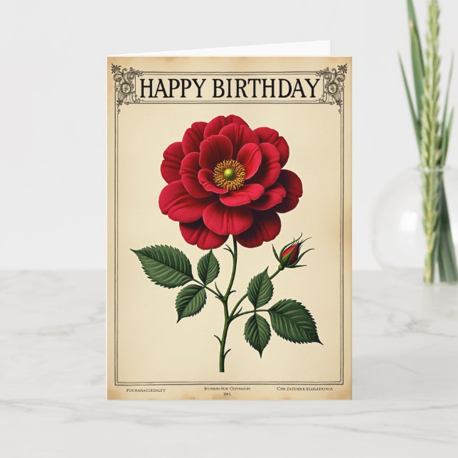 Sweet Crimson Botanical Card (Front)