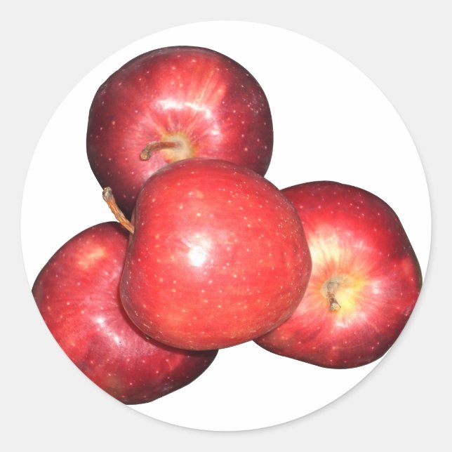 Sweet & Crisp Red Apples - Organic Fruit Print Classic Round Sticker (Front)