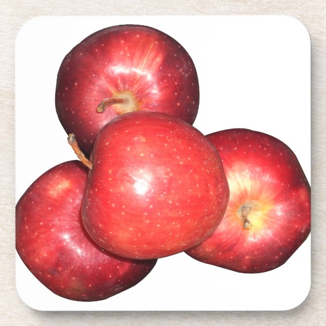 Sweet & Crisp Red Apples - Organic Fruit Print Drink Coaster (Front)