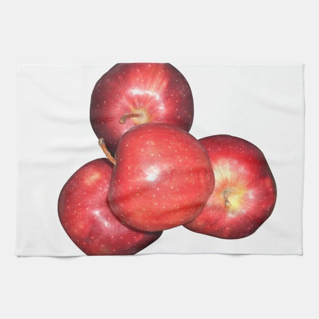 Sweet & Crisp Red Apples - Organic Fruit Print Towel (Horizontal)
