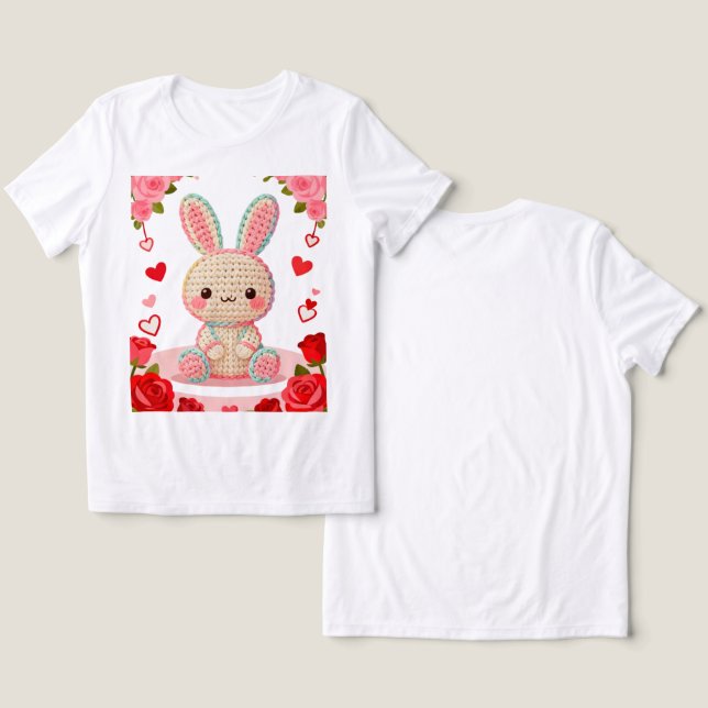 Sweet Crochet Bunny & Roses Tri-Blend Shirt (Design Front & Back)
