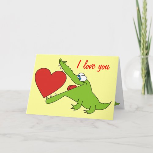 Sweet Crocodile with a Heart Love Greeting Card