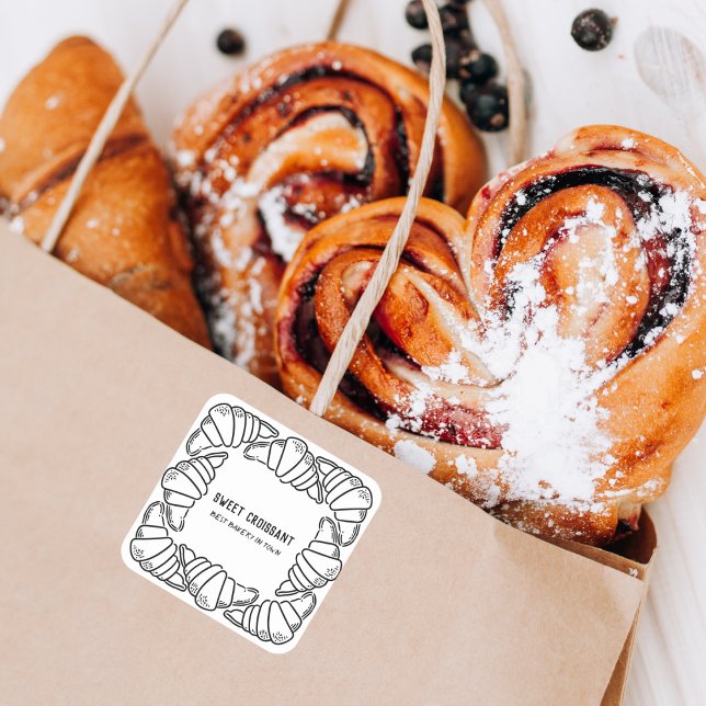 Sweet Croissant Bakery Pastry Shop Square Sticker (Creator Uploaded)
