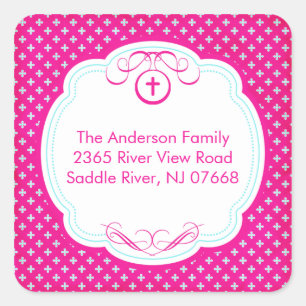 Sweet Cross In Frame Address Sticker Baptism