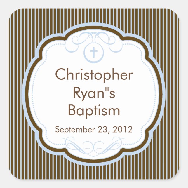 Sweet Cross In Frame Baptism Favor Seal (Front)