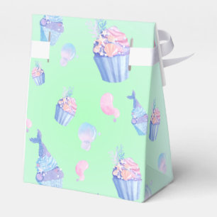Sweet cup cake and mermaid Happy Birthday Girl Favor Boxes