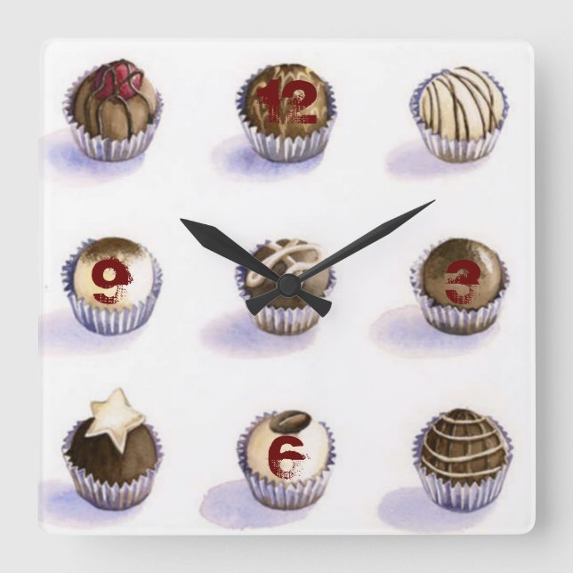Sweet cup cakes square wall clock (Front)