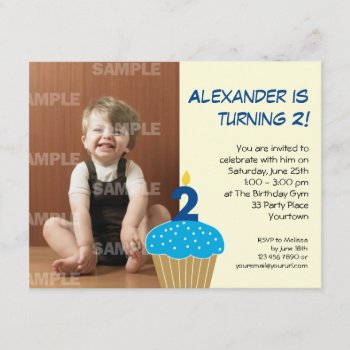 Sweet Cupcake 2nd Birthday Party Invitation by starstreamdesign at Zazzle