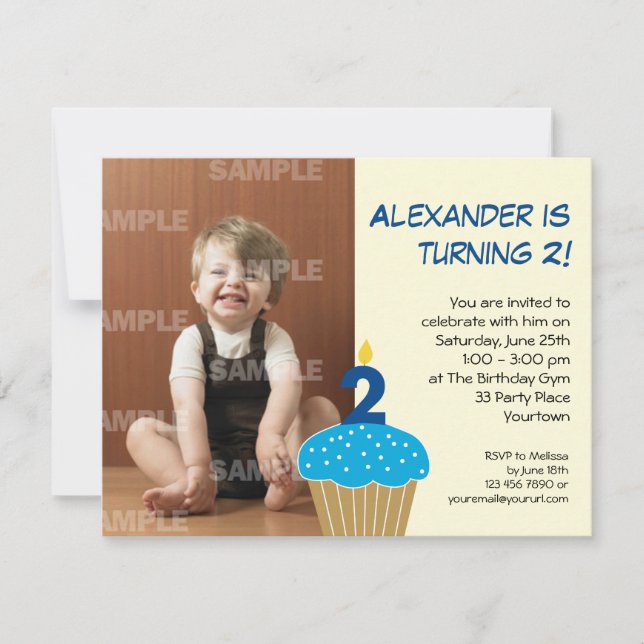 Sweet Cupcake 2nd Birthday Party Invitation (Front)