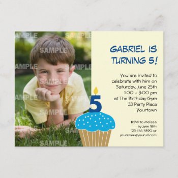 Sweet Cupcake 5th Birthday Party Invitation by starstreamdesign at Zazzle